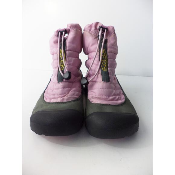 KEEN GREY NUBUCK PINK NYLON WATERPROOF WINTER SNOW ANKLE BOOT YOUTH EUR 38 US 5M - Picture 2 of 9